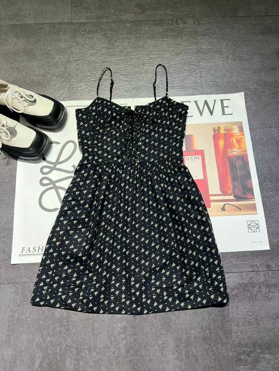 Loro Piana Dresses & Skirts - Loro Piana Black Mini Dress with Tiny Cream Floral Print